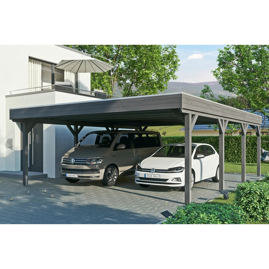 Skan Holz Carport Grunewald aus Fichte mit Aluminiumdach in Grau, B/T: 622 x 796 cm, Höhe: 255 cm - Bild 2