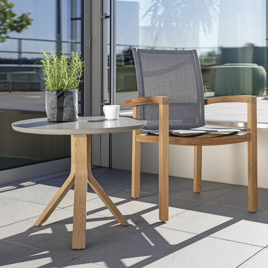 Stern Dining Sessel Leah aus Teakholz mit grauem Leinenbezug - Bild 2