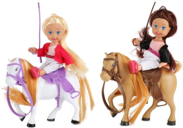 Toi-Toys LILLY Teenager-Puppen, Spielfigur, 12cm, mit 2 Pferden, Halfter & Sattel - Bild 1