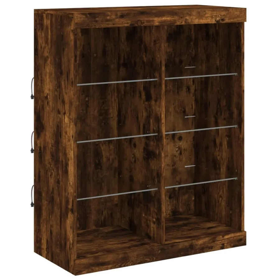 vidaXL Sideboard modern in Räuchereiche mit integrierter LED-Beleuchtung und Glas, B/T/H: 81 x 37 x 100 cm - Bild 2