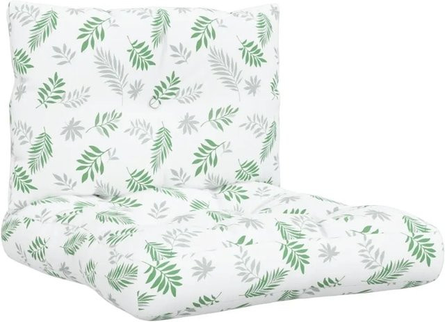 vidaXL Palettenkissen 2er Set mit Blumenmuster aus wasserabweisendem Oxford-Gewebe in Weiß und Grün - Bild 1