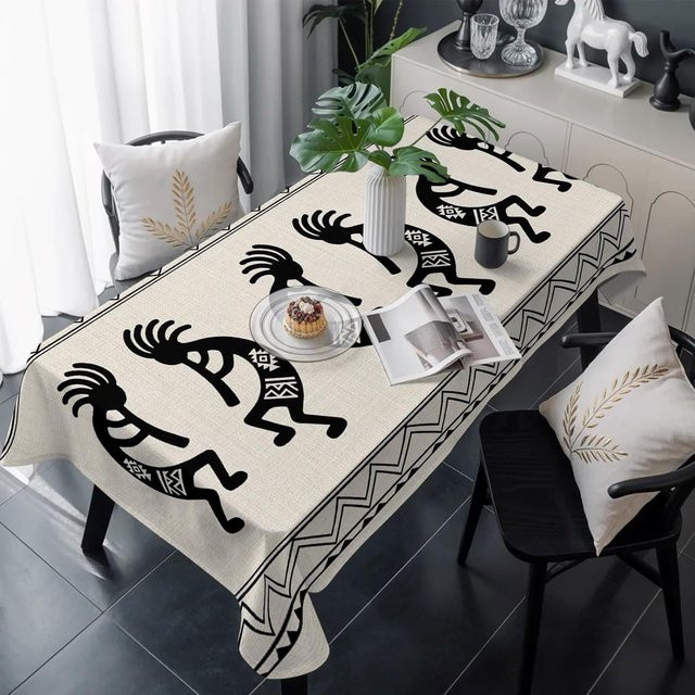 Beau Maison Rechteckige Tischdecke mit Ethnischem Tribal-Muster in Beige, B/T: 140 x 200 cm - Bild 1