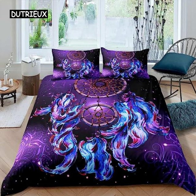 Binchi Boho Bettbezug Set mit Traumfänger Mandala Design, Mehrfarbig, B/H: 140 x 200 cm - Bild 1