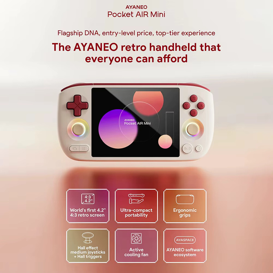 AYANEO Retro Handheld-Spielkonsole mit 4,2 Zoll Bildschirm, MTK Helio G90T Prozessor und Hall-Joystick in Schwarz - Bild 2