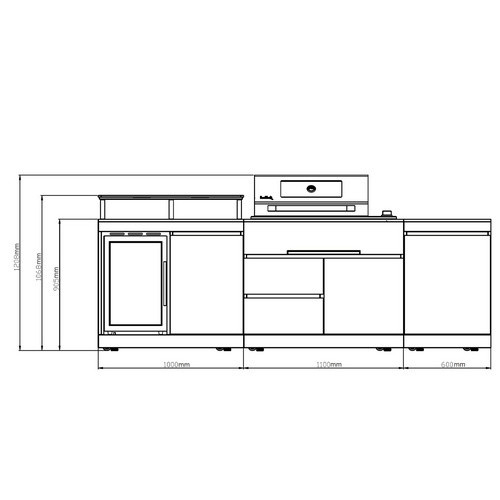 Buschbeck Outdoorküche Brighton aus schwarzem Edelstahl mit Marmor-Platte und Gas-Infrarotbrenner, B/H/T: 270 x 120 x 92 cm - Bild 3