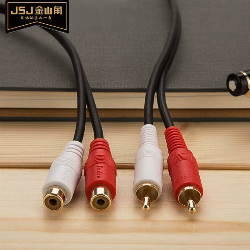 JSJ Jinshan Kok Dual Lotus Audiokabel in Schwarz mit Dual RCA Stecker auf Buchse aus sauerstofffreiem Kupfer, Länge: 1,8 m - Bild 3