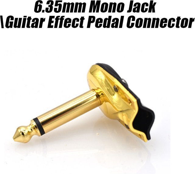 BSN Mono-Klinkenstecker 6,35 mm rechtwinklig flach in Gold für Gitarren und Effektpedale - Bild 1