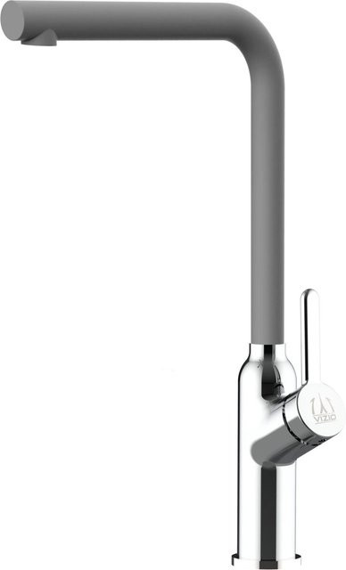 VIZIO Küchenarmatur Einhebelmischer mit 360 Grad schwenkbarem L-Auslauf in Chrom Silber - Bild 1