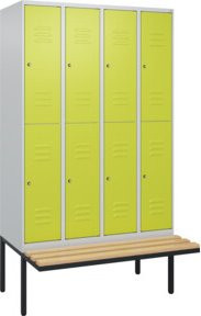 C+P Doppelstock-Spind Classic PLUS Sitzbank mit 4 Abteilen, Buche-Hartholz, B/T/H: 212 x 120 x 81,5 cm - Bild 1