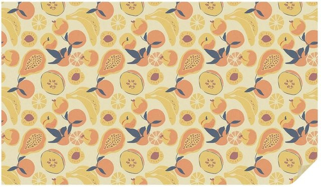 Tulup Buntglasfolie Saftige Früchte in Gelb und Bunt, blickdichte Fensterfolie mit floralem Motiv, Breite: 200 cm, Höhe: 116 cm - Bild 1