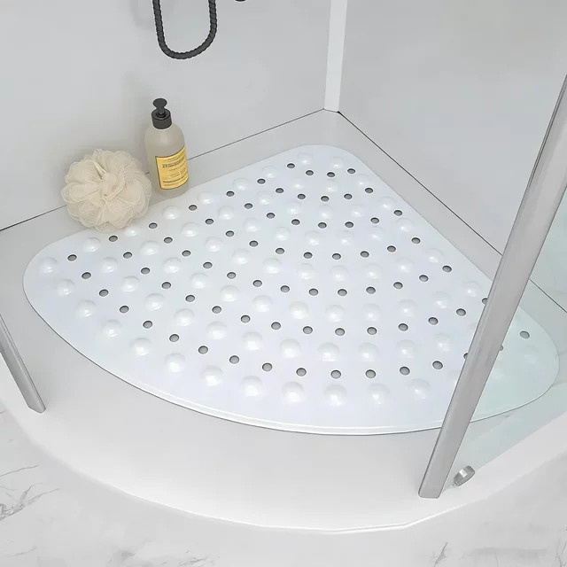Coner rutschfeste Duschmatte aus PVC mit Saugnäpfen für das Badezimmer, Grau-Weiß, B/T: 53,34 x 53,34 cm - Bild 1