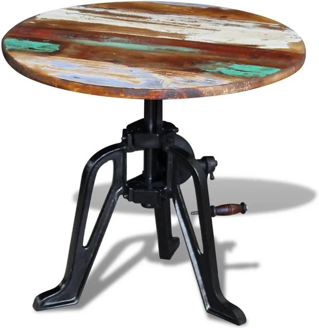 vidaXL Beistelltisch aus Massivholz und Gusseisen im industriellen Stil, Farbe Braun/Mehrfarbig, Höhe: 42-63 cm, Breite: 60 cm - Bild 1