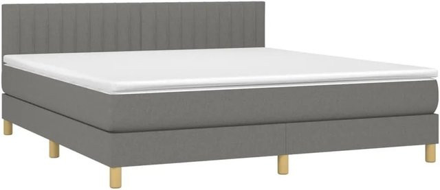 vidaXL Boxspringbett mit Matratze in Dunkelgrau, Hybridbett mit LED-Unterbettbeleuchtung und USB-Ladeanschluss, B/T: 180 x 200 cm - Bild 1
