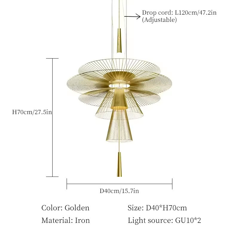 LINCCW LED Pendelleuchte Moderne Fliegende Untertasse aus Metall in Gold/Messing mit Warmweißem Licht für Wohnzimmer und Schlafzimmer - Bild 3