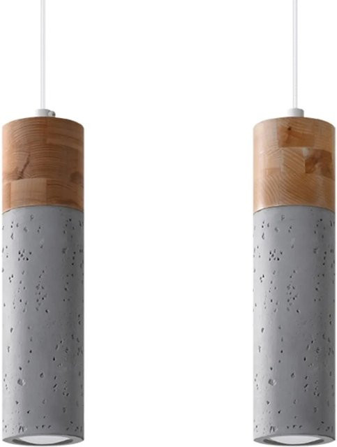 Sollux Lighting Hängeleuchte Zane in Grau aus Beton und Holz im industriellen Design - Bild 1