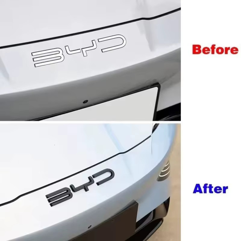 Schwarze Auto-Abzeichenaufkleber für BYD Modelle vorne und hinten sowie Lenkrad-Logo-Aufkleber - Bild 2