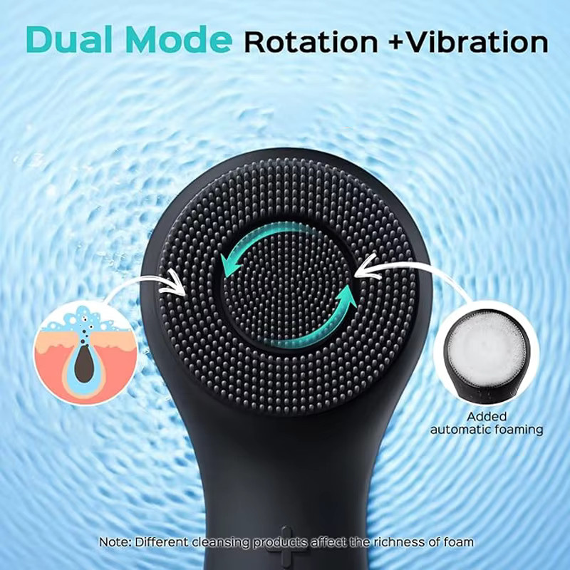 Silikon-Gesichtsreinigungsbürste mit Vibrationsmassage, Schwarz, Unisex - Bild 3
