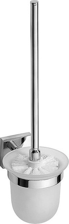 Brillantbad META WC-Bürstengarnitur mit Glasbehälter in Chrom poliert und weißer Bürste, Wandmontage, B/T/H: 65,5 x 5,5 x 21,5 cm