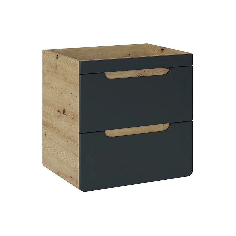 Waschbeckenunterschrank Aruba Vente-unique in Anthrazitgrau und Naturfarben Hell, Breite: 60 cm - Bild 2