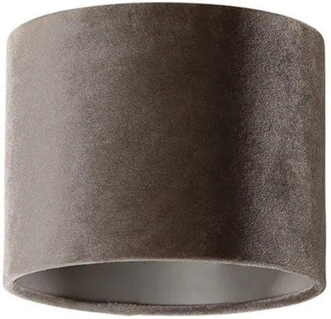 QAZQA Runder Samtlampenschirm in Beige und Braun mit E27 Fassung, Durchmesser: 18 cm, Höhe: 14 cm