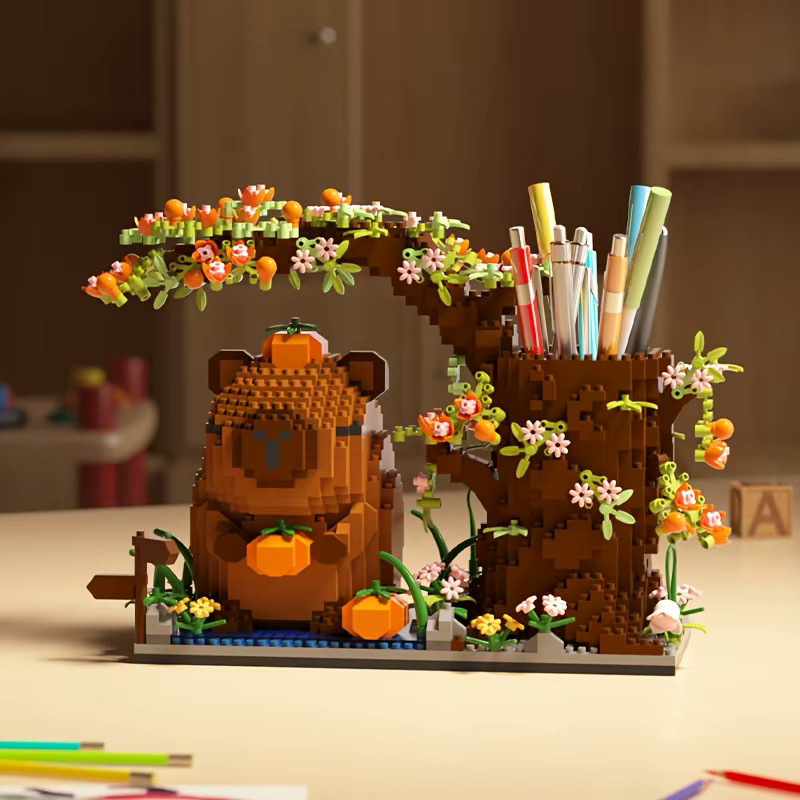 SUNVERY Capybara Baustein Stiftehalter, Panda Schreibtisch-Organizer, braun - Bild 2