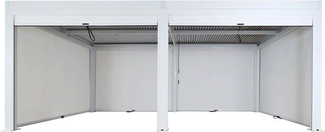 BERLINLODGE Lamellen-Pavillon Pergola mit 6 Seitenwänden in Weiß mit Aluminium-Gestell, H: 220 cm, B: 600 cm, T: 300 cm - Bild 1