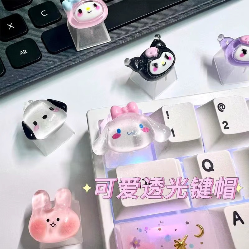 Sanrio Tastenkappen aus transparentem ABS im OEM-Profil für mechanische Tastaturen mit Hello Kitty und Cinnamoroll Designs - Bild 3