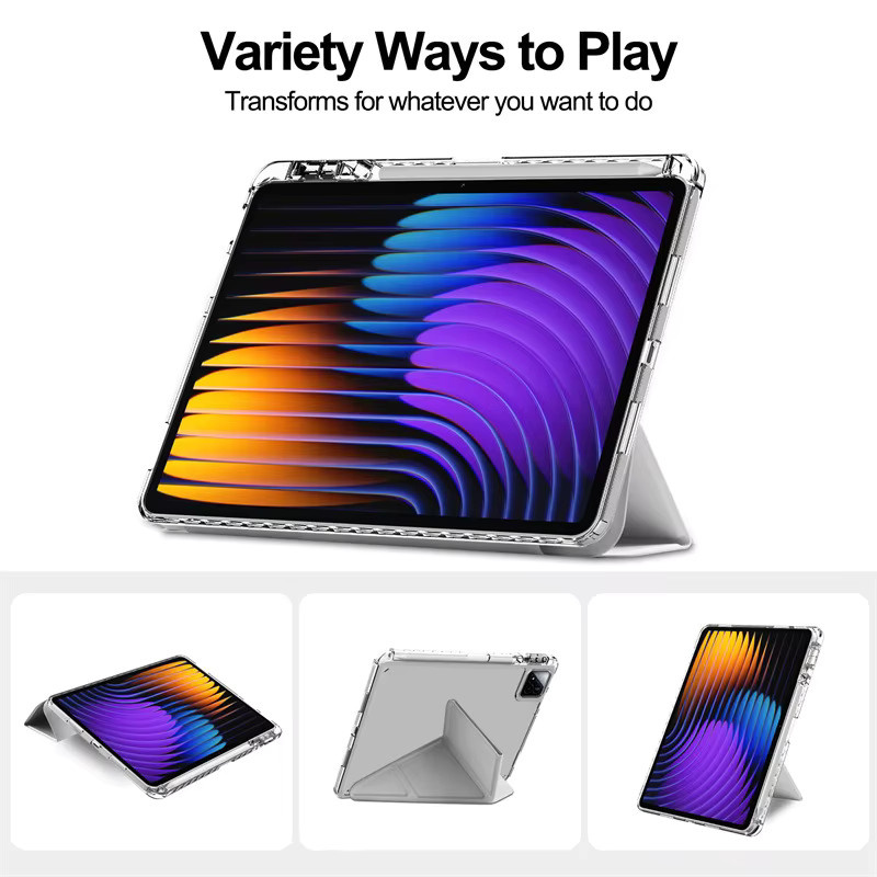 Transparente Acryl-Hülle für Xiaomi Mi Pad 8 7 6 5 Pro und Redmi Pad SE 11 12,1 Zoll mit Bleistifthalter und Ständerfunktion in Pink - Bild 2