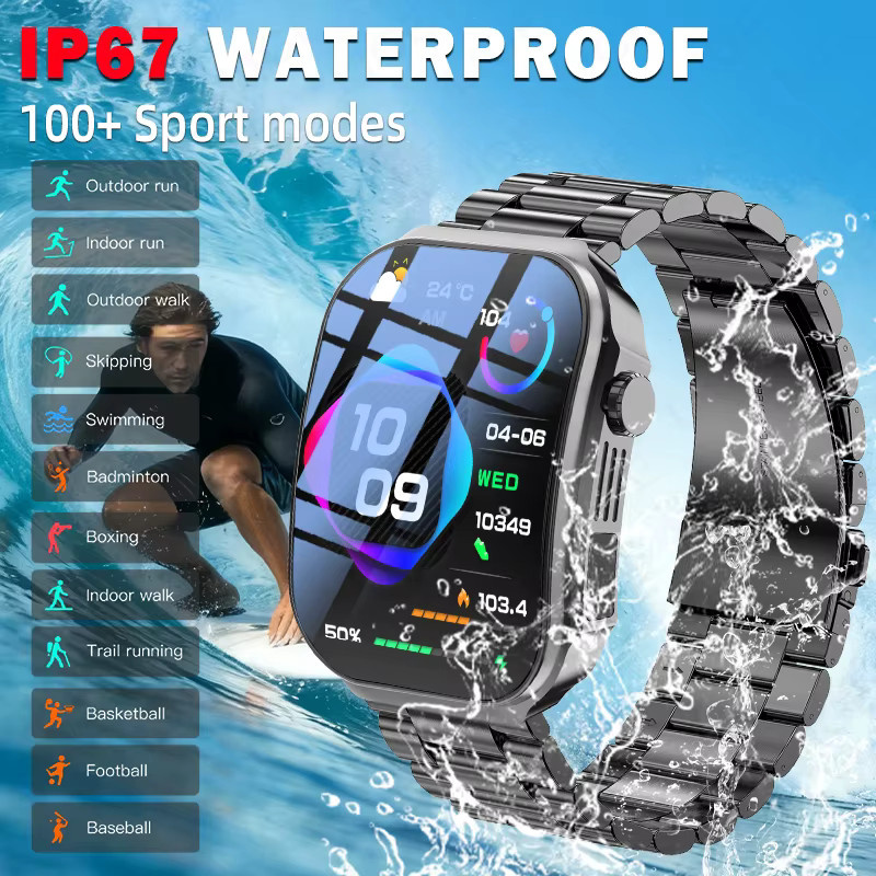 LIGE Smartwatch, Schwarz, Edelstahl, Rechteckig - Bild 4