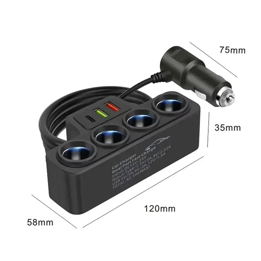 General Motors 3-in-1 Dual-USB-Ladegerät für das Auto in Schwarz, multifunktionaler Konvertierungsstecker für DVR und GPS - Bild 5