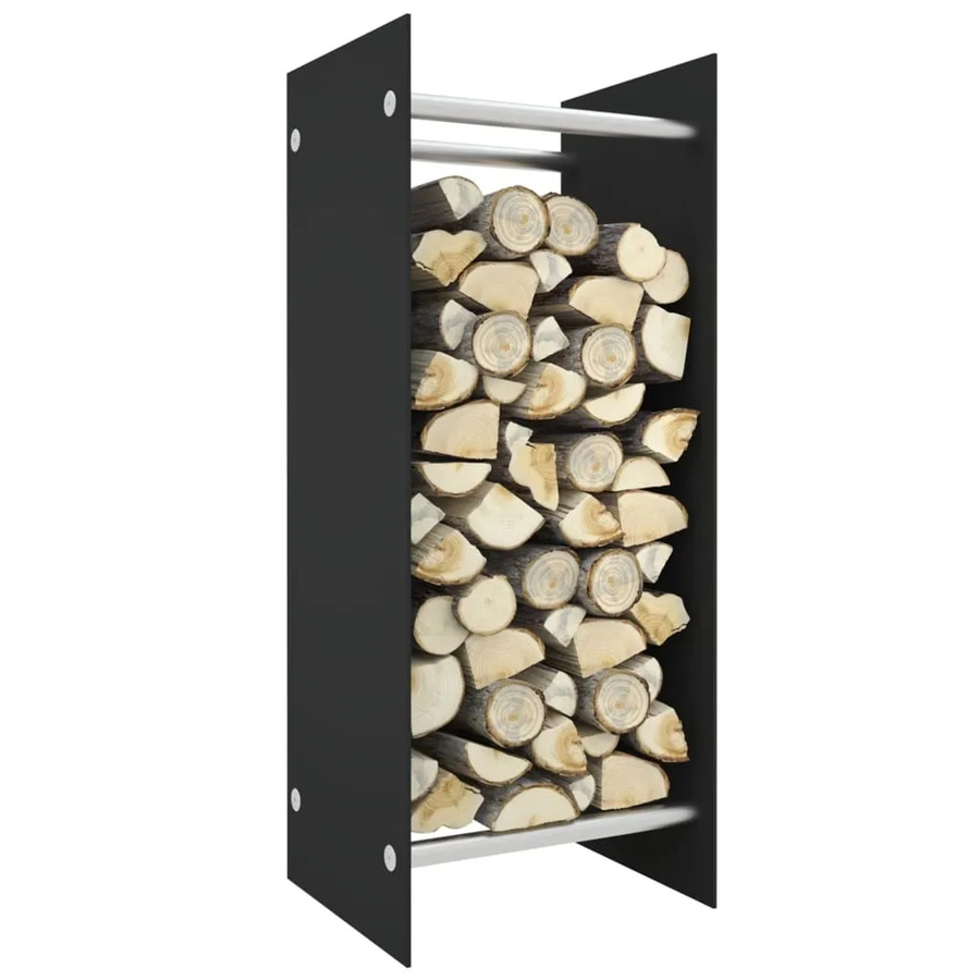 vidaXL Brennholzregal Schwarz aus Metall und Glas, B/T/H: 40 x 35 x 100 cm - Bild 2