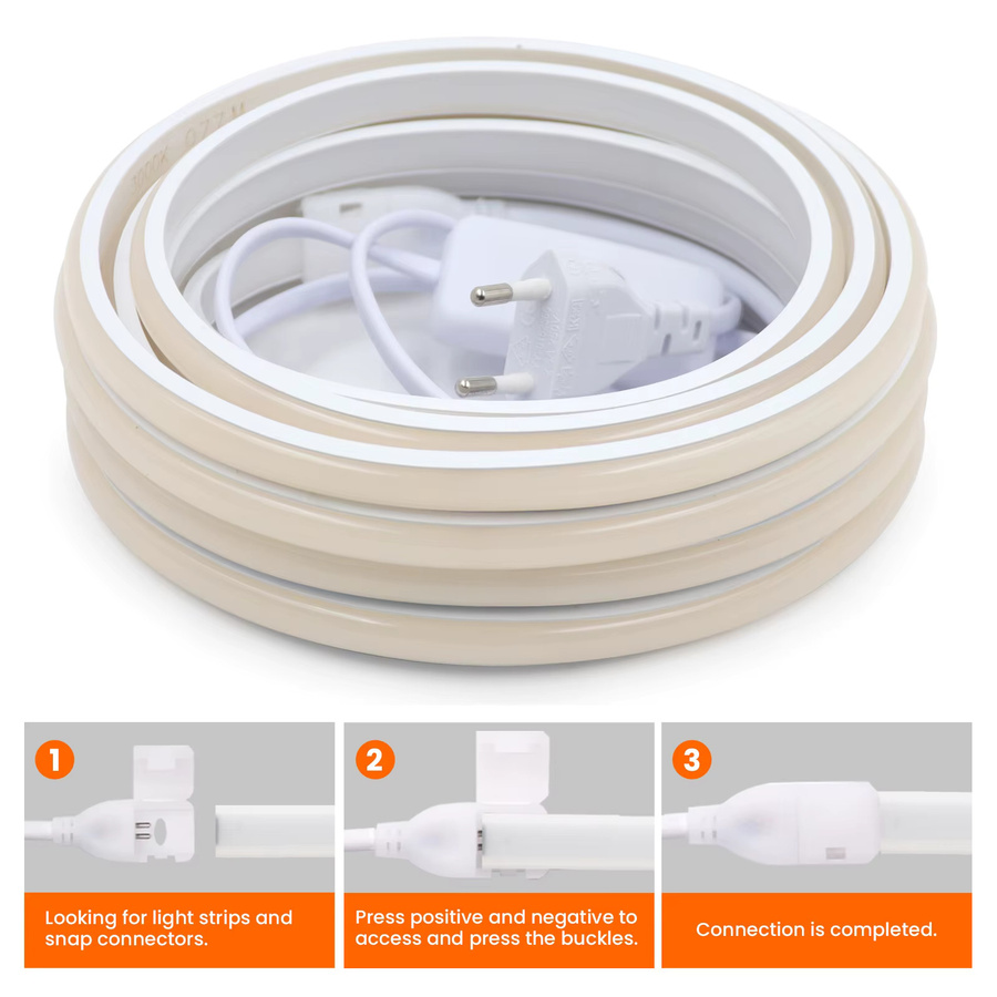 HEGEHE COB Neonstreifen Wasserdichtes Flexibles Dekorationsband mit EU-Stecker Weiß 240V - Bild 5