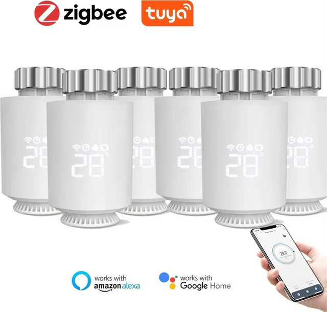 Tuya ZigBee Smart TRV Heizkörperthermostat mit Temperatursteuerung in Weiß für Alexa und Google Home - Bild 1