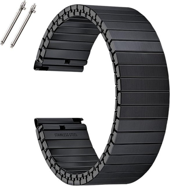 Crazyband Uhrenarmband Edelstahl, Stretch-Erweiterung, Schwarz, Unisex - Bild 1