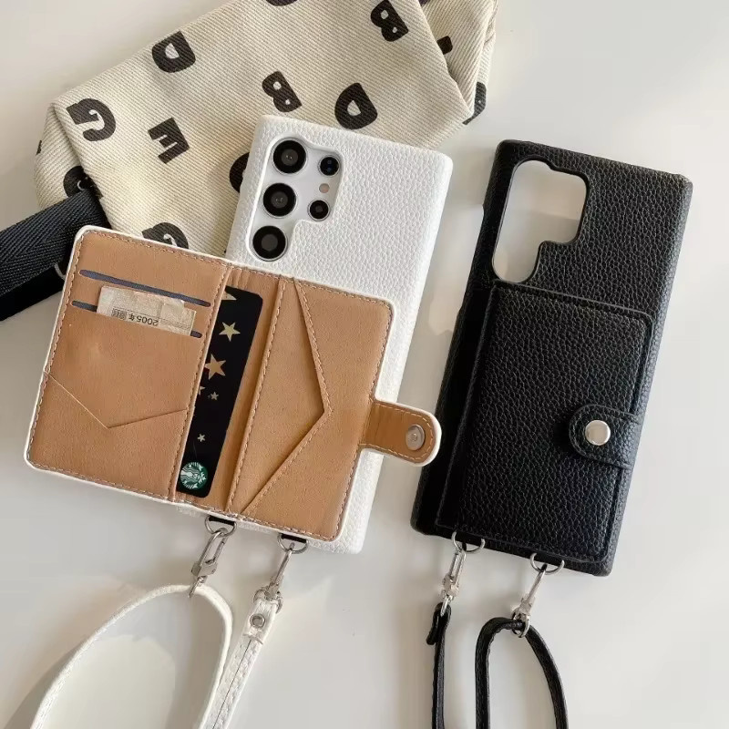 Leder Crossbody Handyhülle mit Brieftasche und Kartenhalter für Samsung Galaxy S23 FE S24 Ultra S22 S21 Plus A55 A15 A25 A35 A14 A24 A34 A54 in Weiß - Bild 2