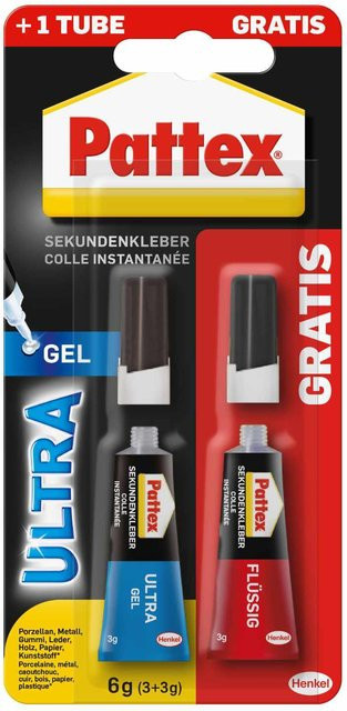 Pattex Sekundenkleber Set mit Ultra Gel und Classic flüssig, 6 g (3 x 3 g) - Bild 1