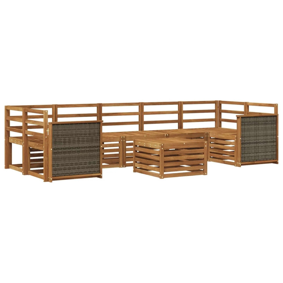 vidaXL Outdoor-Sofagarnitur aus Massivholz Akazie in Natur Braun, 8-teiliges Set im modernen Latten-Design - Bild 2
