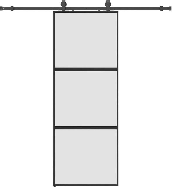 vidaXL Schiebetür aus Hartglas in Schwarz mit Beschlag, B: 76 cm, H: 205 cm - Bild 1