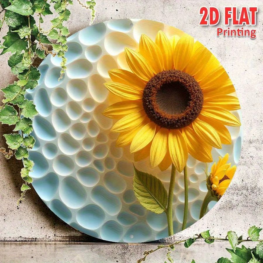 Rundes Aluminium-Wanddekor von Potdemiel mit Sonnenblumen-Motiv, Durchmesser: 20 cm - Bild 3