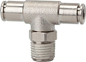 Riegler T-Steckverschraubung metallica drehbar aus Messing in Silber, R 3/8 a., für Schlauch-Ø 12 mm - Bild 1