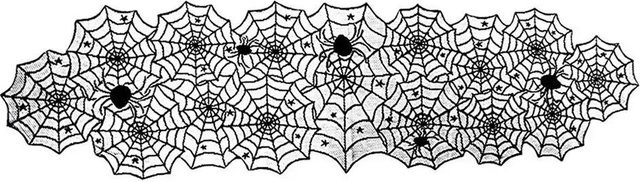 Yiran Furniture Halloween Tischläufer aus schwarzer Spitze im Spinnennetz-Design - Bild 1