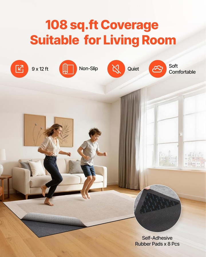 Rutschfeste Teppichunterlage von Buying Solutions MB in Grau mit beidseitiger Filzpolsterung und Gummi-Noppen zum Schutz deines Hartholzboden, B/T: 366 x 274 cm - Bild 3