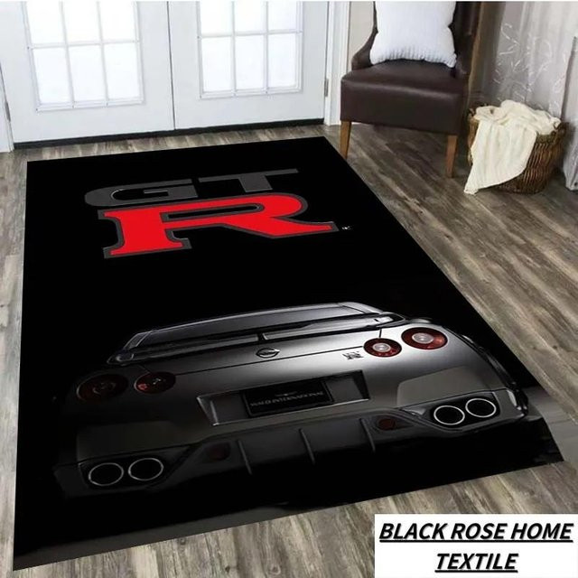 Rutschfester Bereichsteppich GTR Rennwagen mit 3D HD Druck von Warmth Home, Farbe Schwarz, B/T: 60 x 40 cm - Bild 1