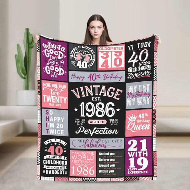 BestDream007 Happy 60th Birthday Kuscheldecke aus Flanell, Mehrfarbig, B/T: 130 x 150 cm - Bild 1