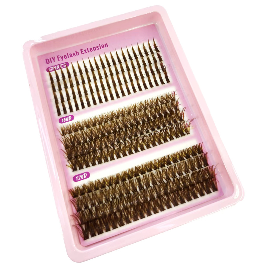 HBZGTLAD Braune Wimpern-Spikes, 240 Cluster, Wispy Lashes - Bild 4