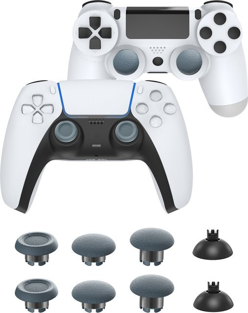 CHARM FOCUS Joystick-Kappen Set mit Metallring-Daumen-Joystick und weicher Gummi-Basis in Schwarz für PS5, PS4, Switch Pro und Xbox Controller - Bild 1