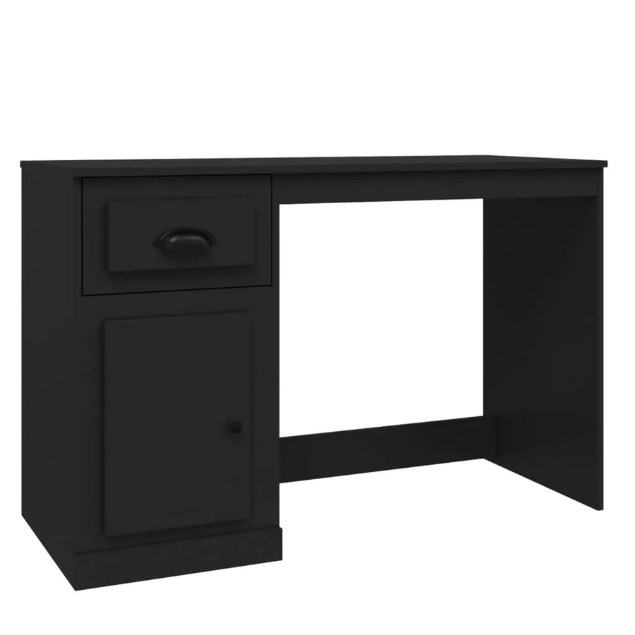 vidaXL Schreibtisch mit Schublade in Schwarz, moderner Computer-Schreibtisch aus MDF, B/T/H: 115 x 50 x 75 cm - Bild 2