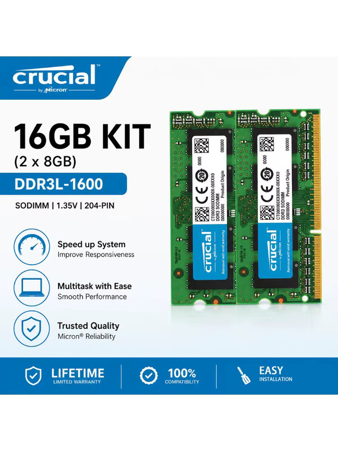 Crucial DDR3 DDR3L Laptop RAM Set 2 Stück SODIMM in Grün - Bild 3