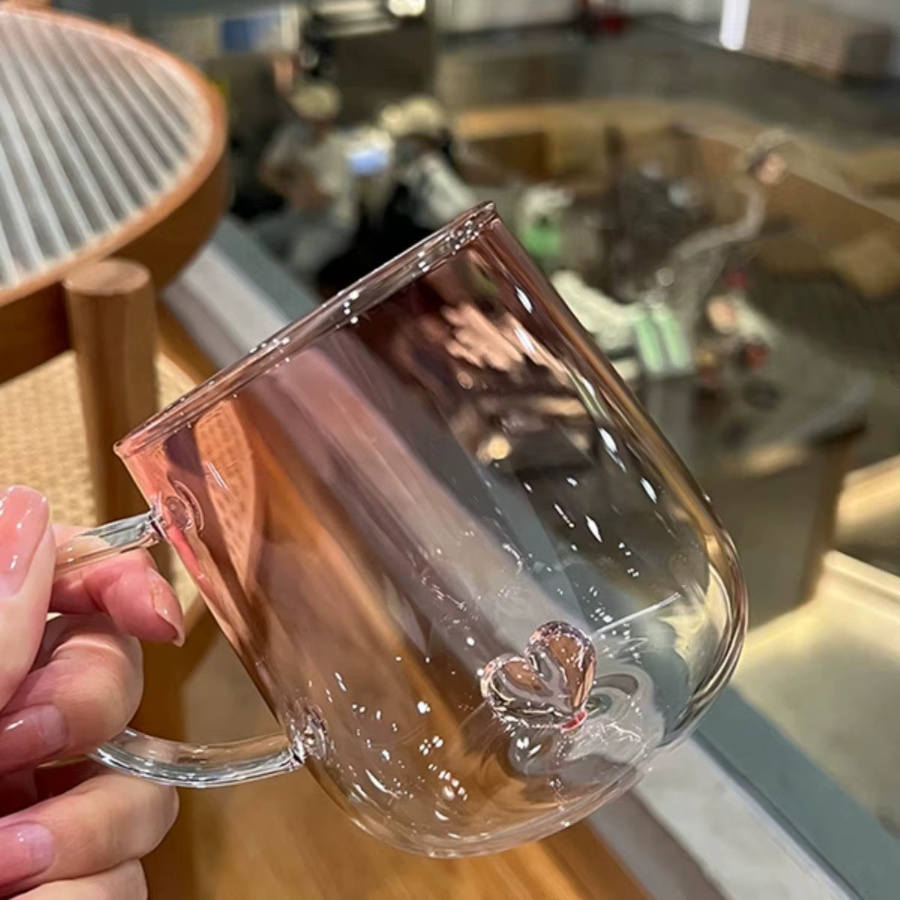 Paar-Tassen-Set aus Borosilikatglas mit Farbverlauf und Herz-Design in Transparent und Blau, hitzebeständig für Kaffee und Tee - Bild 1