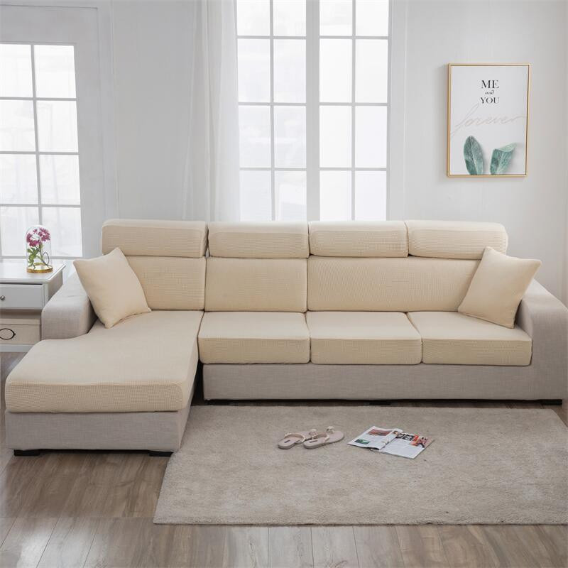 Housmife Jacquard Sofa Sitzkissenbezug aus Polar Fleece mit elastischem Band für Wohnzimmer und Haustiere, Breite: 50-65 cm - Bild 1